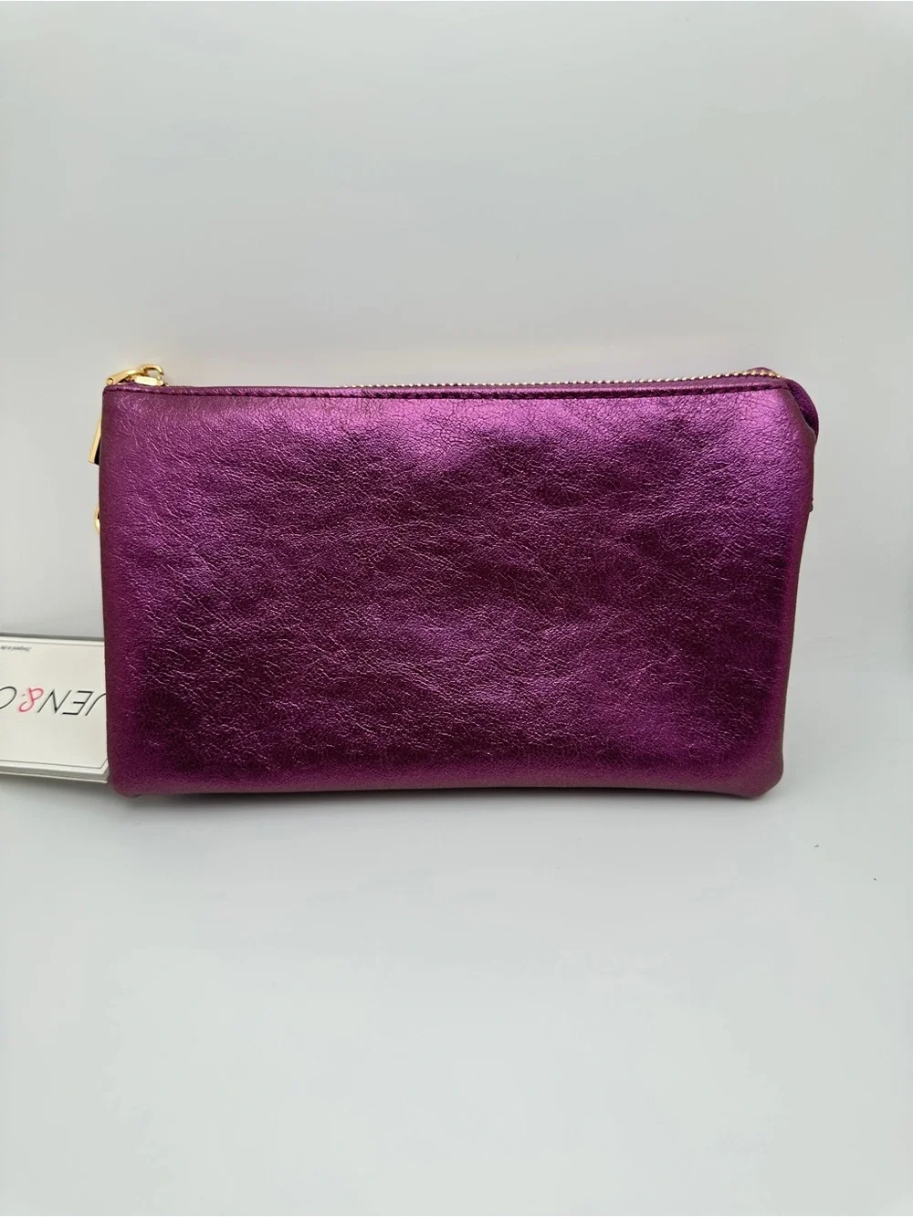 Jen & Co Riley Metallic vegan Leather Crossbody bag Wristlet Clutch